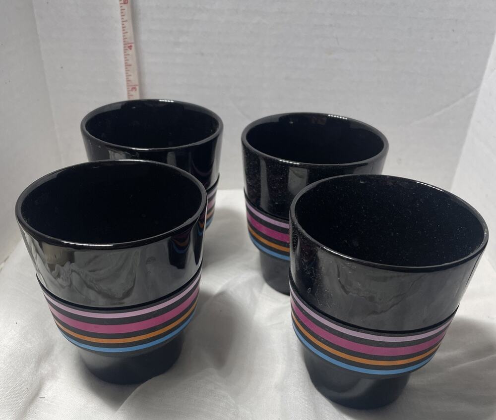 Nespresso Set of 4 Black Lungo Cups Geckeler Michels Touch Collection D1722